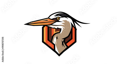Stylized heron bird symbol design