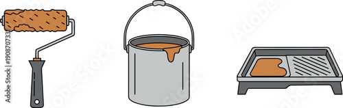 Paint roller, bucket, and tray set for home improvement and renovation projects