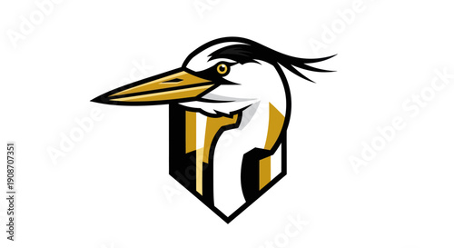 Stylized heron bird symbol on white