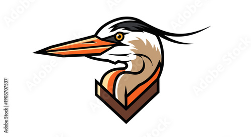 Stylized heron vector graphic on white