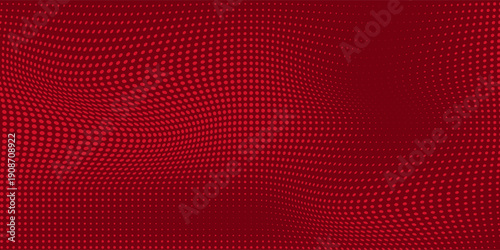 Red abstract modern dots background. Red wavy dotted design. Modern luxury red pop arts design