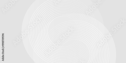 Abstract of white color circle glowing geometric lines on gray background