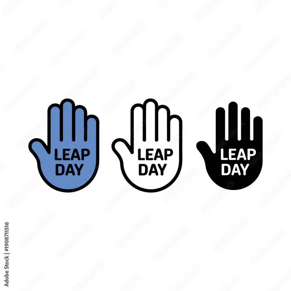 Obraz premium A graphic illustration of three hands with the words Leap Day written on them