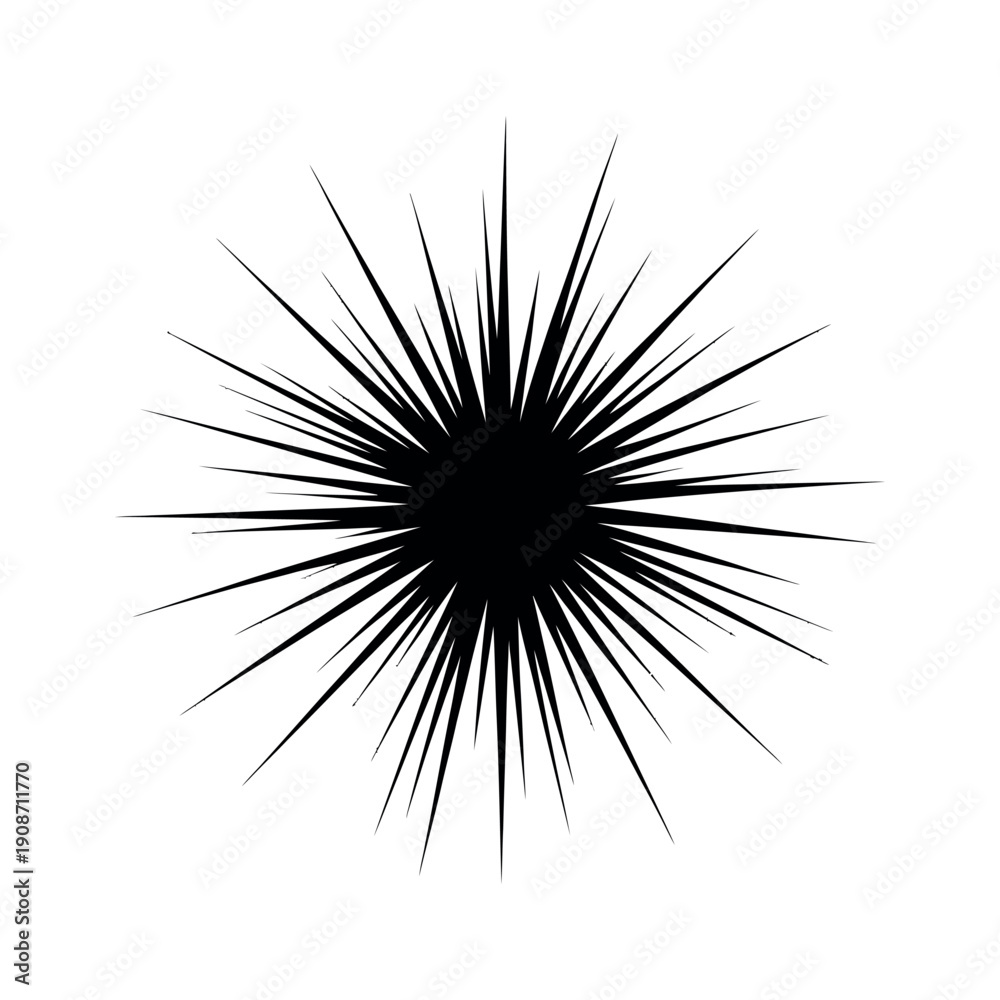 Obraz premium A black explosion graphic on a white background with sharp lines radiating outward