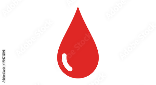 Vibrant red blood drop icon symbolizing health and medical concepts.