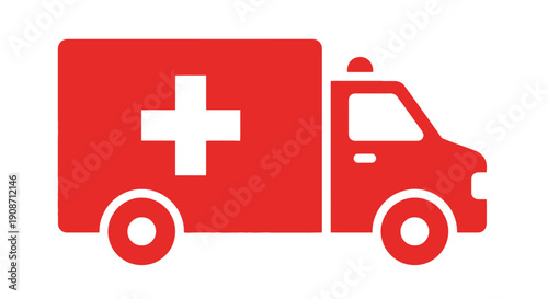 Red Ambulance Icon for Emergency Medical Transport.