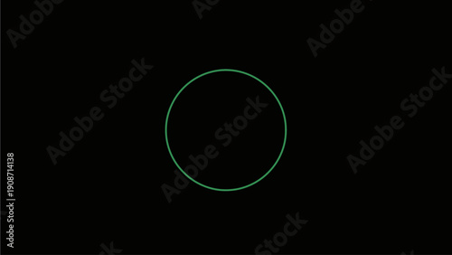 Abstract Expanding Green Circle Animation Loop on Black Background. Modern Digital UI Element, Minimalist Pulsating Ring Motion Graphic.