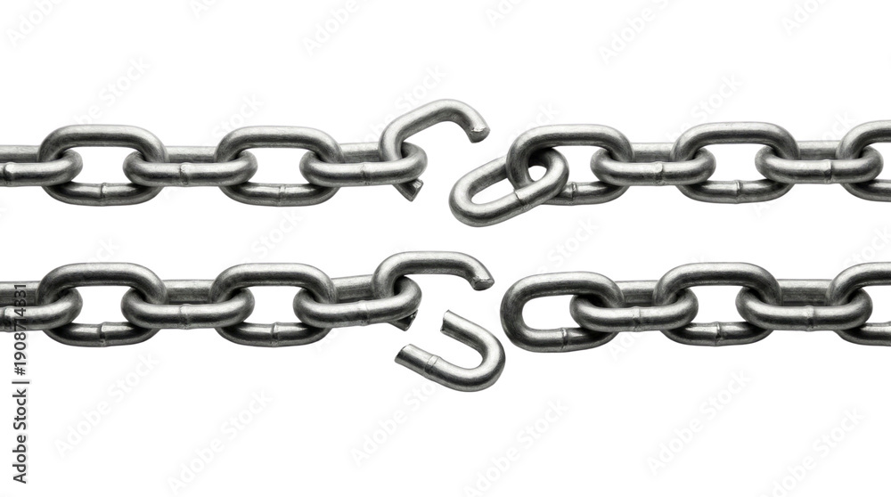 Obraz premium Broken chain symbolizing freedom and release. This image represents breaking free from constraints