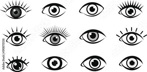 Collection of diverse eye illustrations showcasing various styles and designs