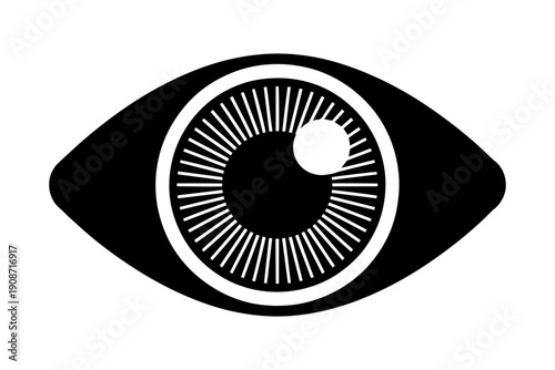 Simple eye illustration on dark background, emphasizing clarity and focus, conveying vigilance