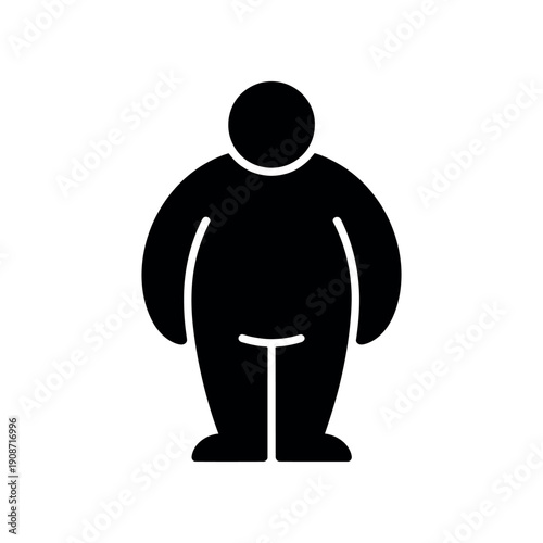 A black silhouette of an obese person standing