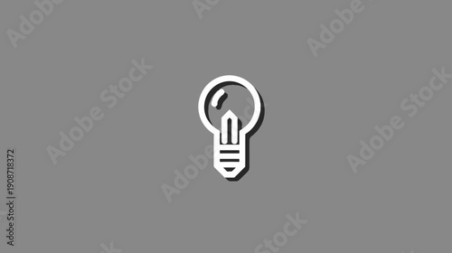 Minimalist light bulb icon on a solid grey background. Symbolizing innovative ideas, creative solutions, inspiration, and bright thinking.