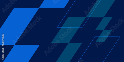 Abstract blue geometric background with overlapping rectangles and diagonal shapes. abstract decoration