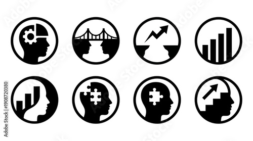 Business growth and strategy icons symbolizing success and development