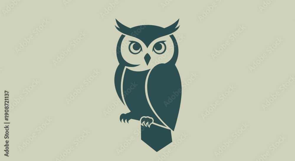 Obraz premium Stylized owl illustration on pastel background