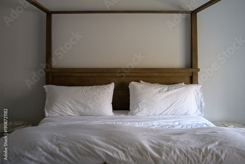 Wallpaper Mural Pillows on wood bed Torontodigital.ca