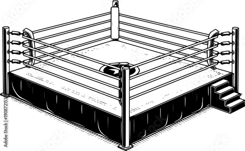 Boxing Ring Vector Illustration Isolated on White Background, Combat Sports Concept
