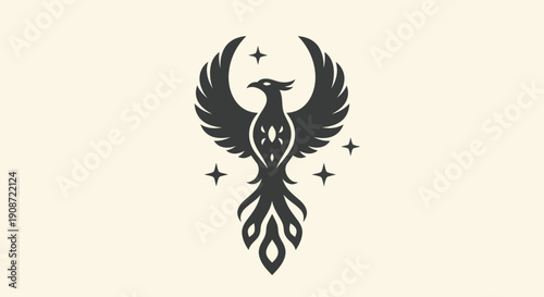 Stylized phoenix emblem on cream background