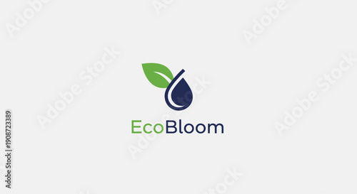 EcoBloom logo with a green leaf and a dark blue water drop.