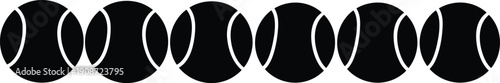 Vector illustration of tennis ball icons in black minimalist design symbolizing sports, recreation, pattern repetition, and athletic activity