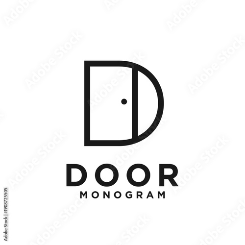 Minimalist Letter D Door Monogram Logo Design