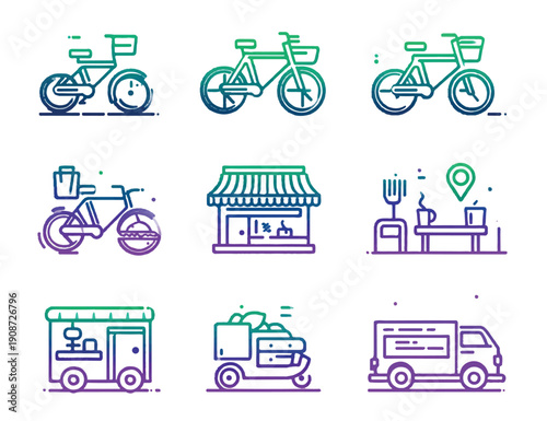 transportation icons set