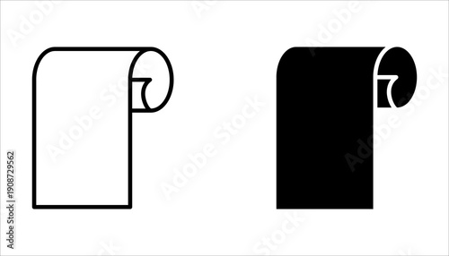 Minimal line scroll and paper icons for user interface