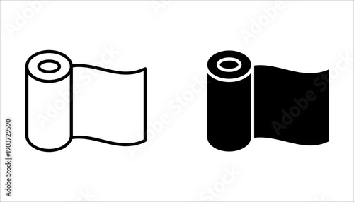 Minimal line scroll and paper icons for user interface