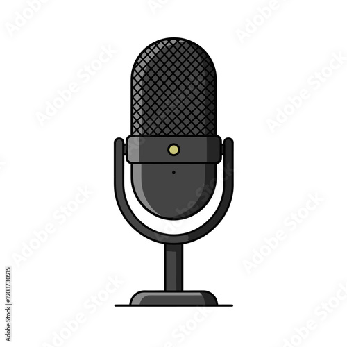 Black Microphone on Stand Studio Equipment.