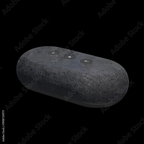 Black Wireless Speaker on Black Background.