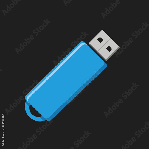 Blue USB Flash Drive Isolated.