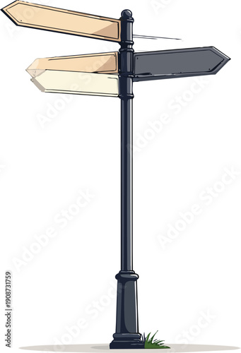 Empty Street Sign Pole Standing Alone Highlighting Minimal Urban Architecture and Structure