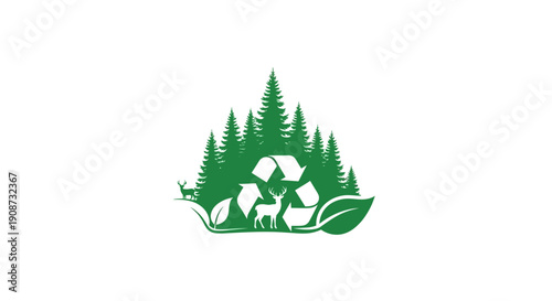 Green Eco Friendly Recycling Forest Concept.