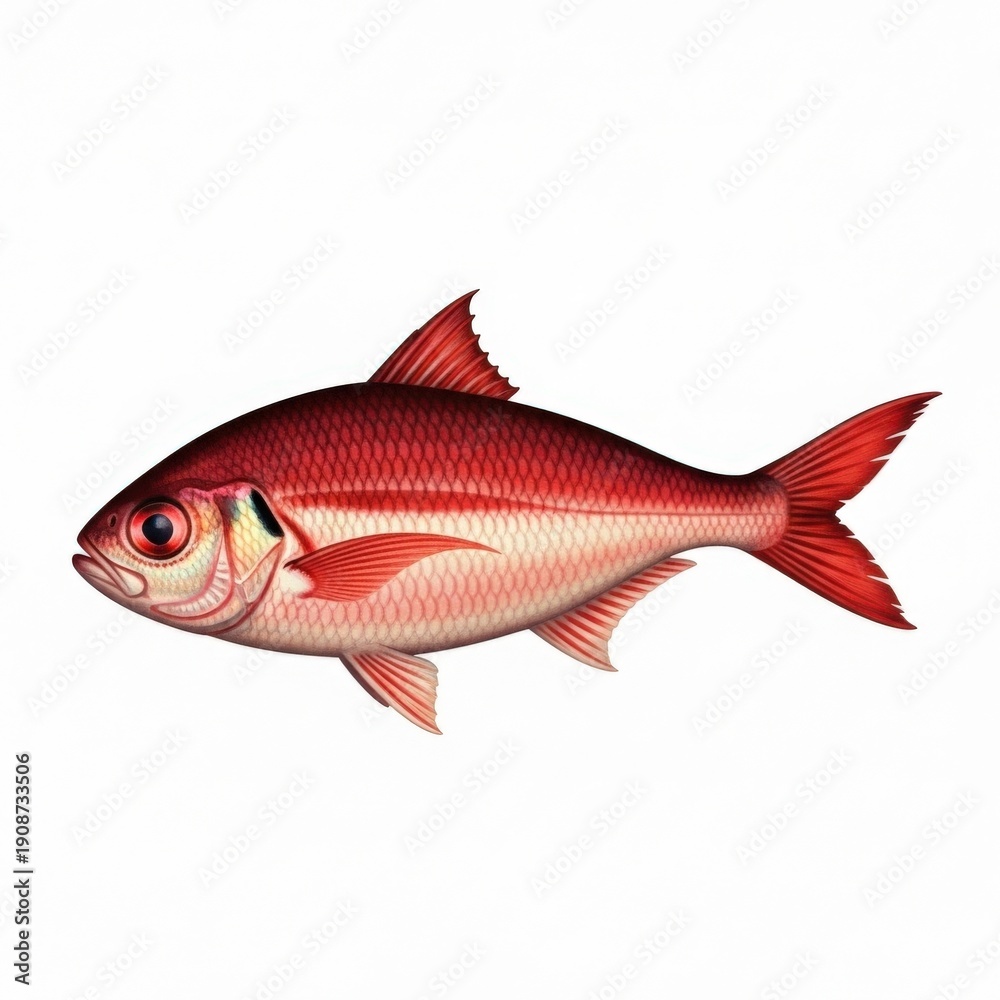 Obraz premium Red Fish Isolated on White Background 1.