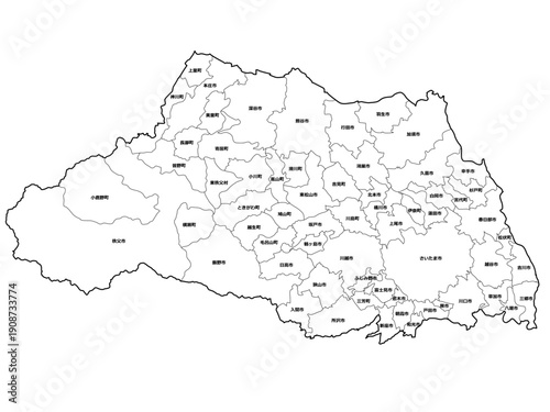 埼玉県地図（白地図）
