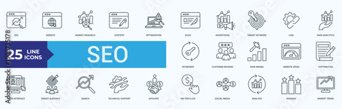 SEO Icon Pack Illustration Vector Outline Style
