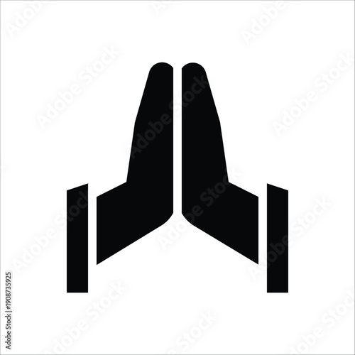 Praying Hands Silhouette Icon for Dua and Islamic Worship Greeting
