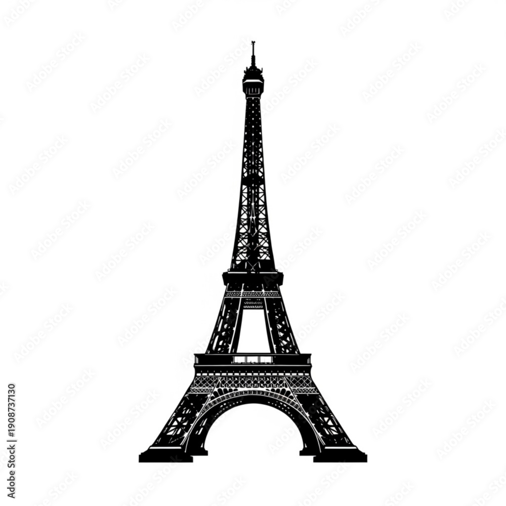 Fototapeta premium Black silhouette of the eiffel tower