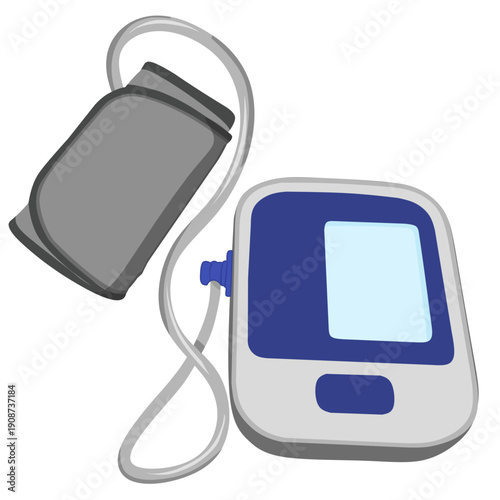Medical Equipment Icons Set – Blood Pressure Monitor, Infrared Thermometer, Digital Thermometer, Stethoscope Vector