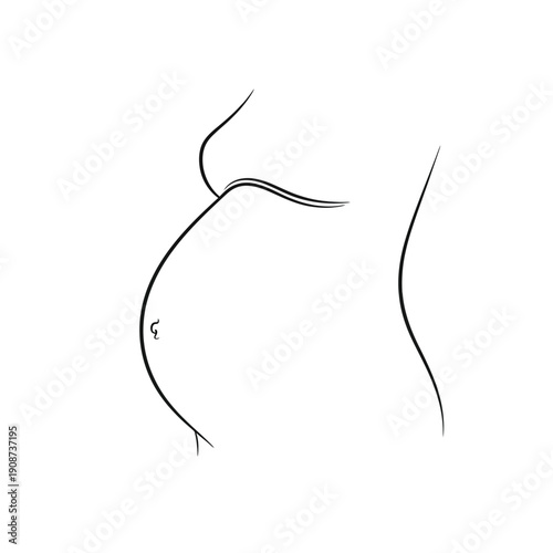 Elegant Line Drawing of Pregnant Woman Silhouette