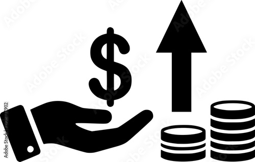 save money icon, salary money, invest finance, hand holding dollar