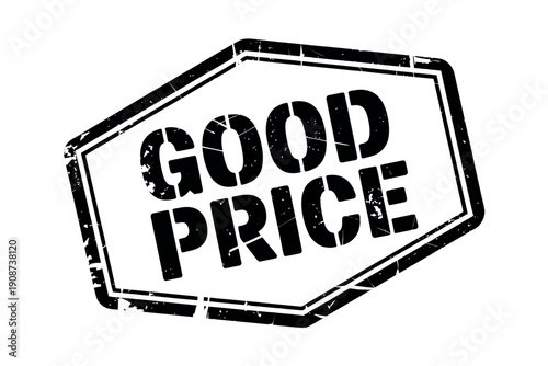 A black and white image of a stamp with the words 'GOOD PRICE' on it.