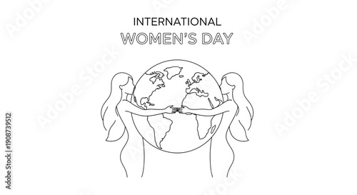 Women Holding Earth Illustration International Womens Day.