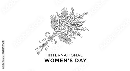 Illustration of flowers with ribbon for International Womens Day.