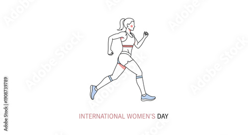 Woman Running Fitness Illustration International Womens Day.