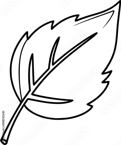 lack leaf in one line art style. Leaf drawing with editable black stroke on white background.
