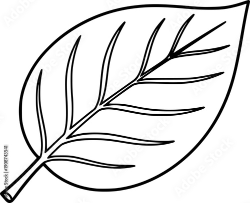 lack leaf in one line art style. Leaf drawing with editable black stroke on white background.
