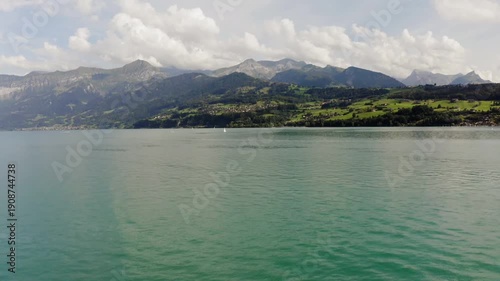 Wallpaper Mural Serene lake view with mountains and clouds Torontodigital.ca