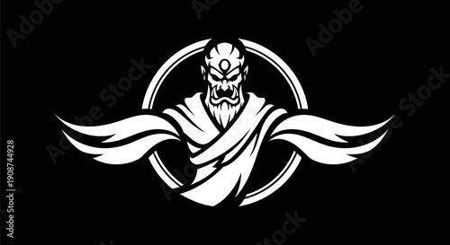 Abstract warrior icon on black background
