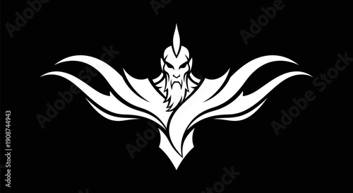 Abstract warrior icon on black background